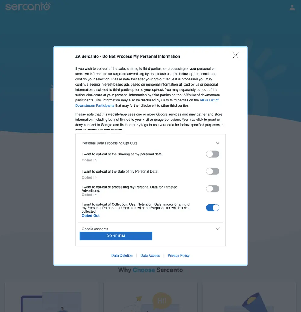 Sercanto job board platform screenshot showing job search interface