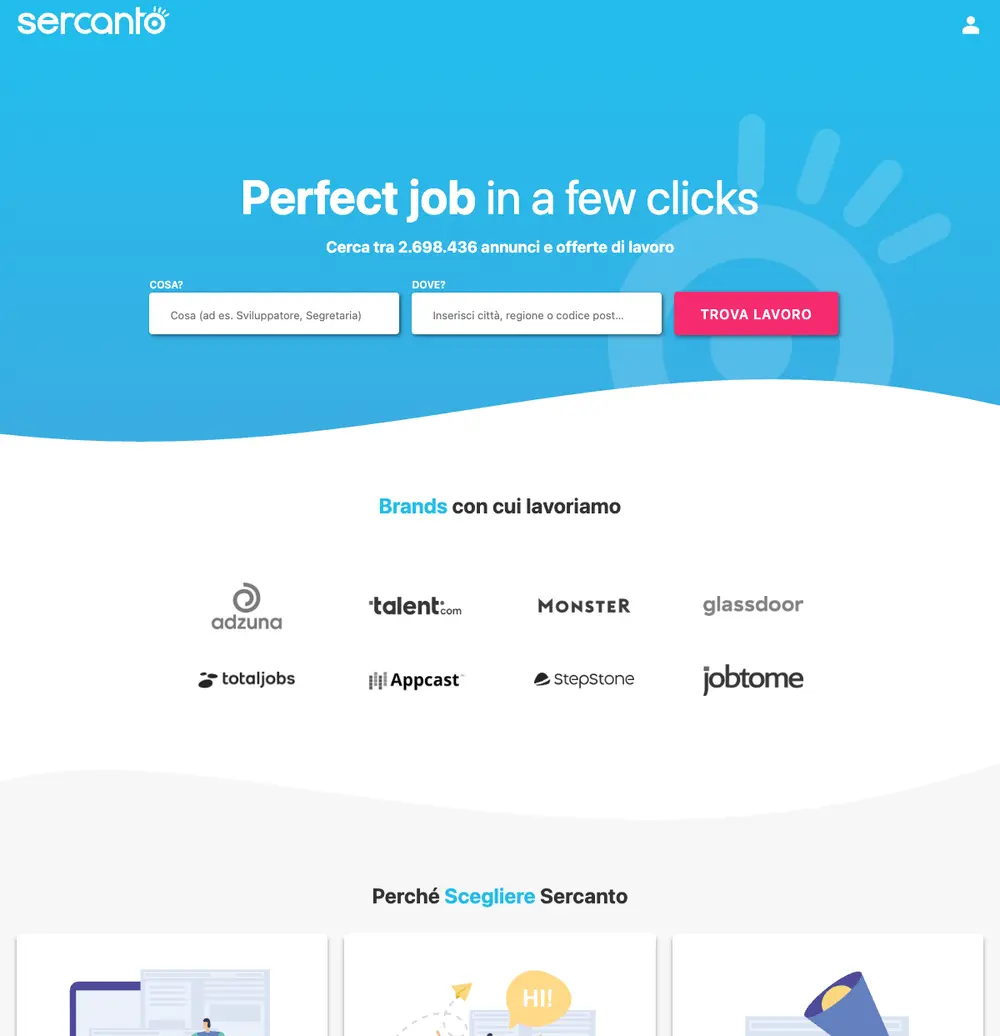 Sercanto job board platform screenshot showing job search interface