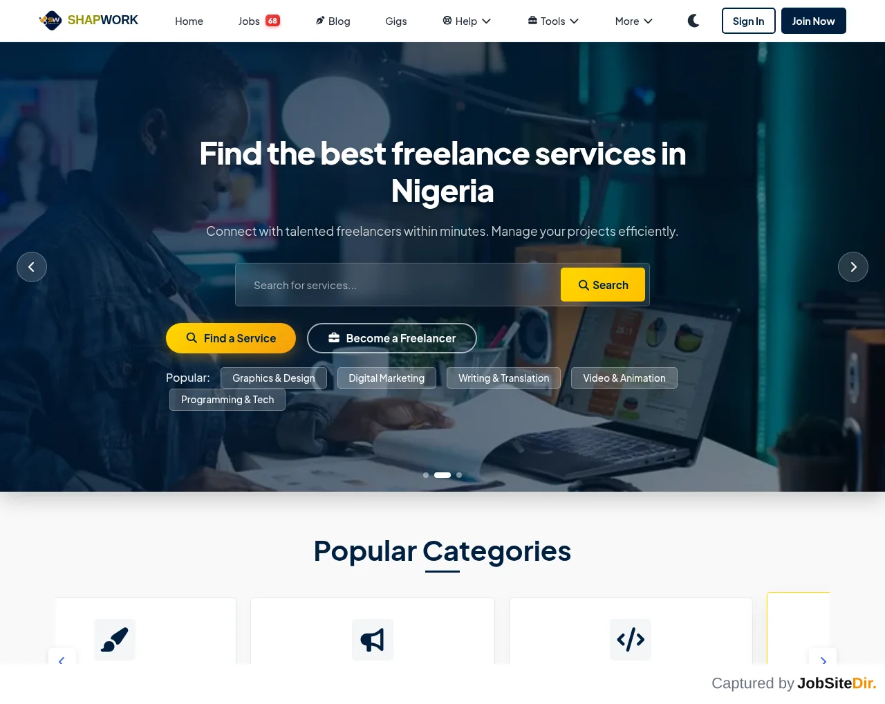 Shapwork website screenshot