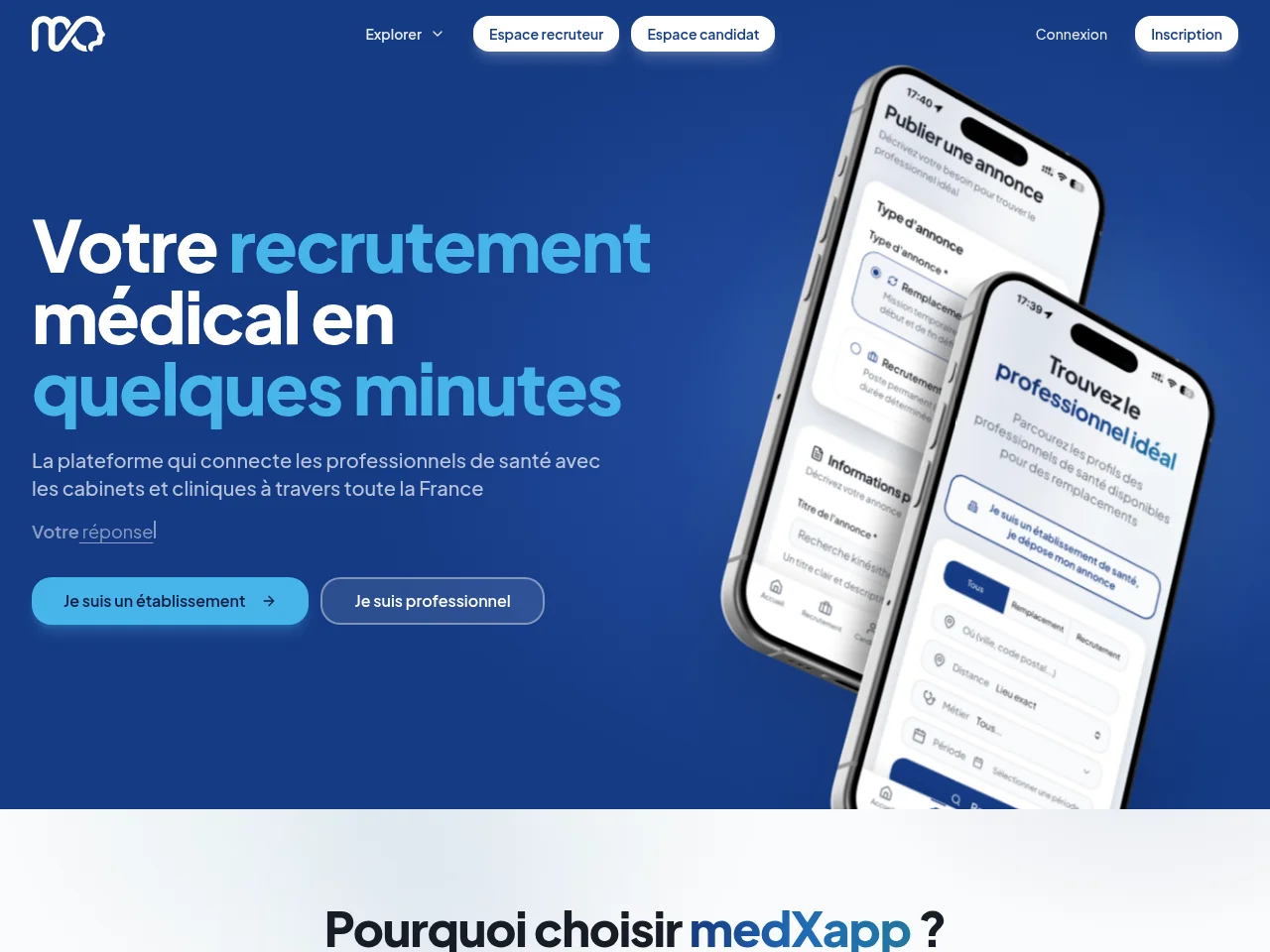 medXapp job board platform screenshot showing job search interface