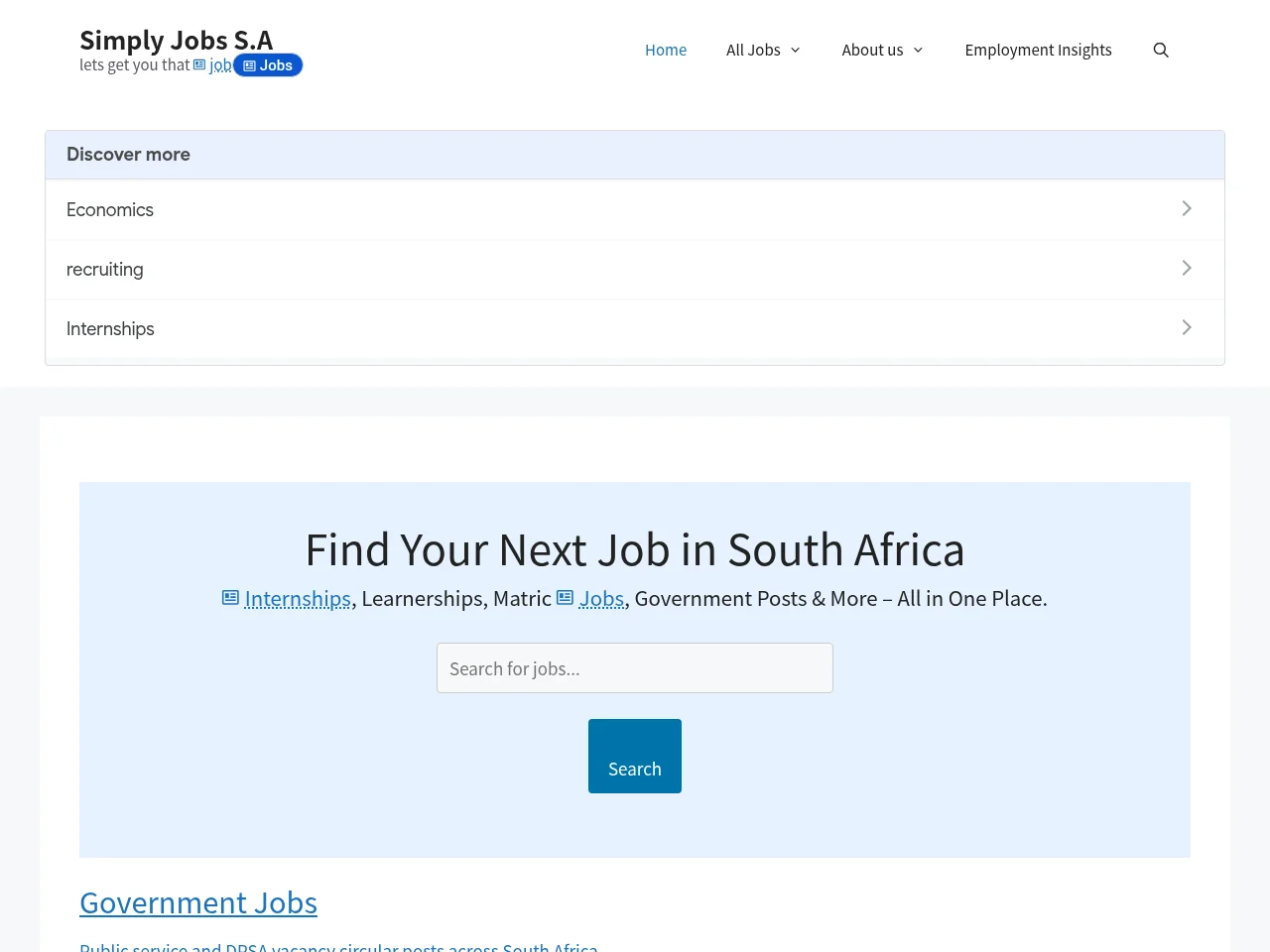 Simply Jobs S.A screenshot Simply Jobs S.A job board platform screenshot showing job search interface