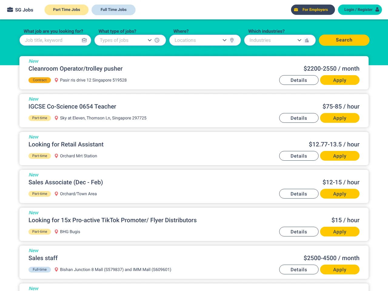 SG Jobs screenshot SG Jobs website screenshot