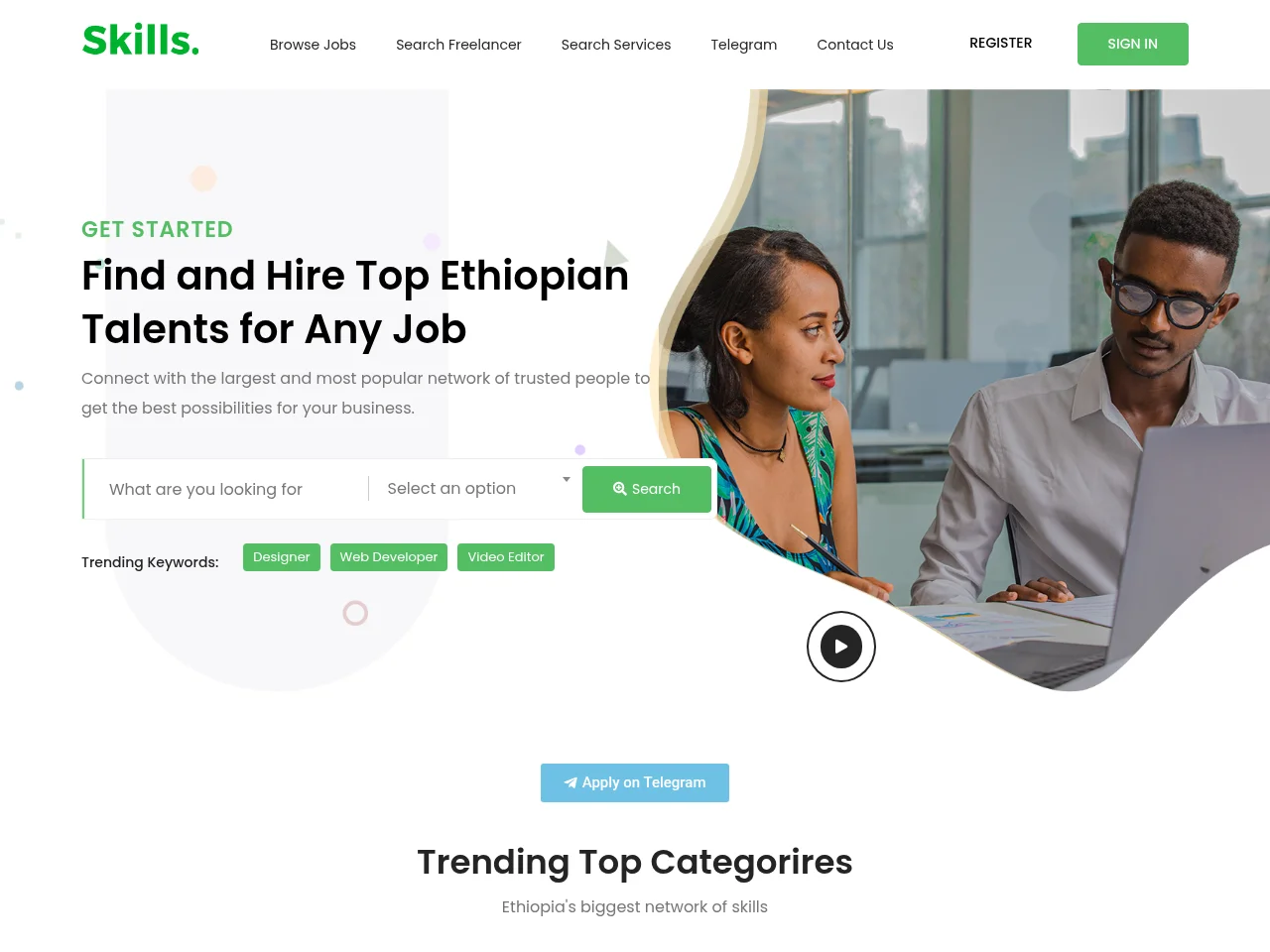 Skills.et screenshot Skills.et job board platform screenshot showing job search interface