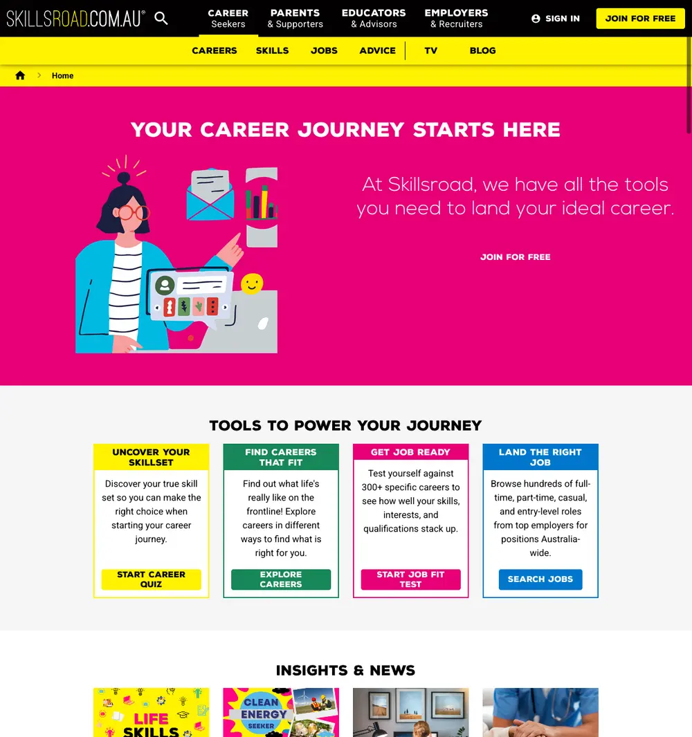 Skillsroad job board platform screenshot showing job search interface
