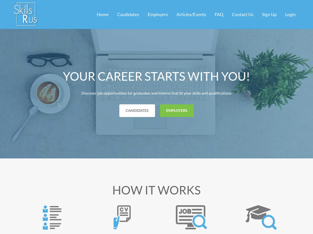 SkillsRus screenshot SkillsRus job board platform screenshot showing job search interface