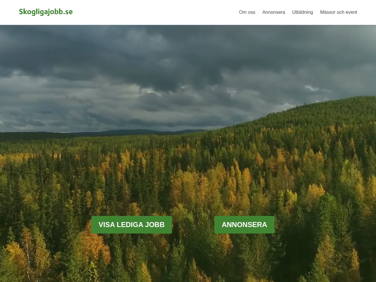 Skogligajobb.se job board platform screenshot showing job search interface