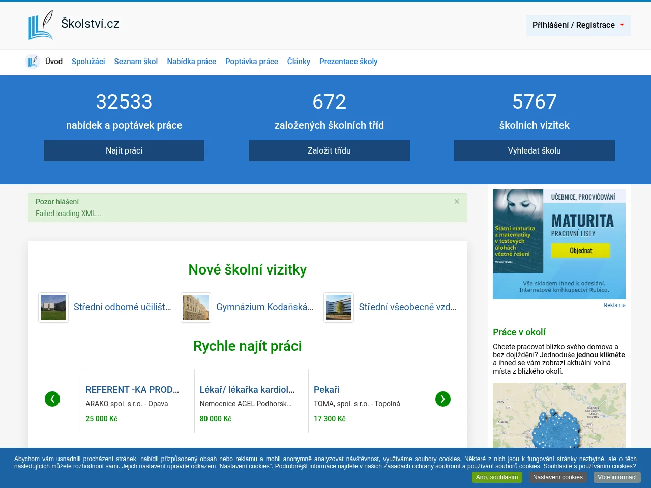 Školství.cz screenshot Školství.cz job board platform screenshot showing job search interface