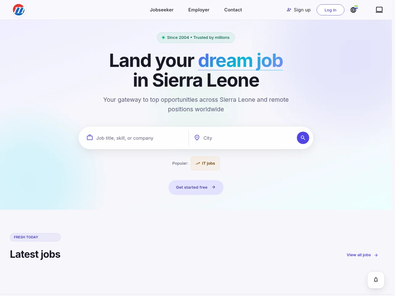 Mustakbil job board platform screenshot showing job search interface