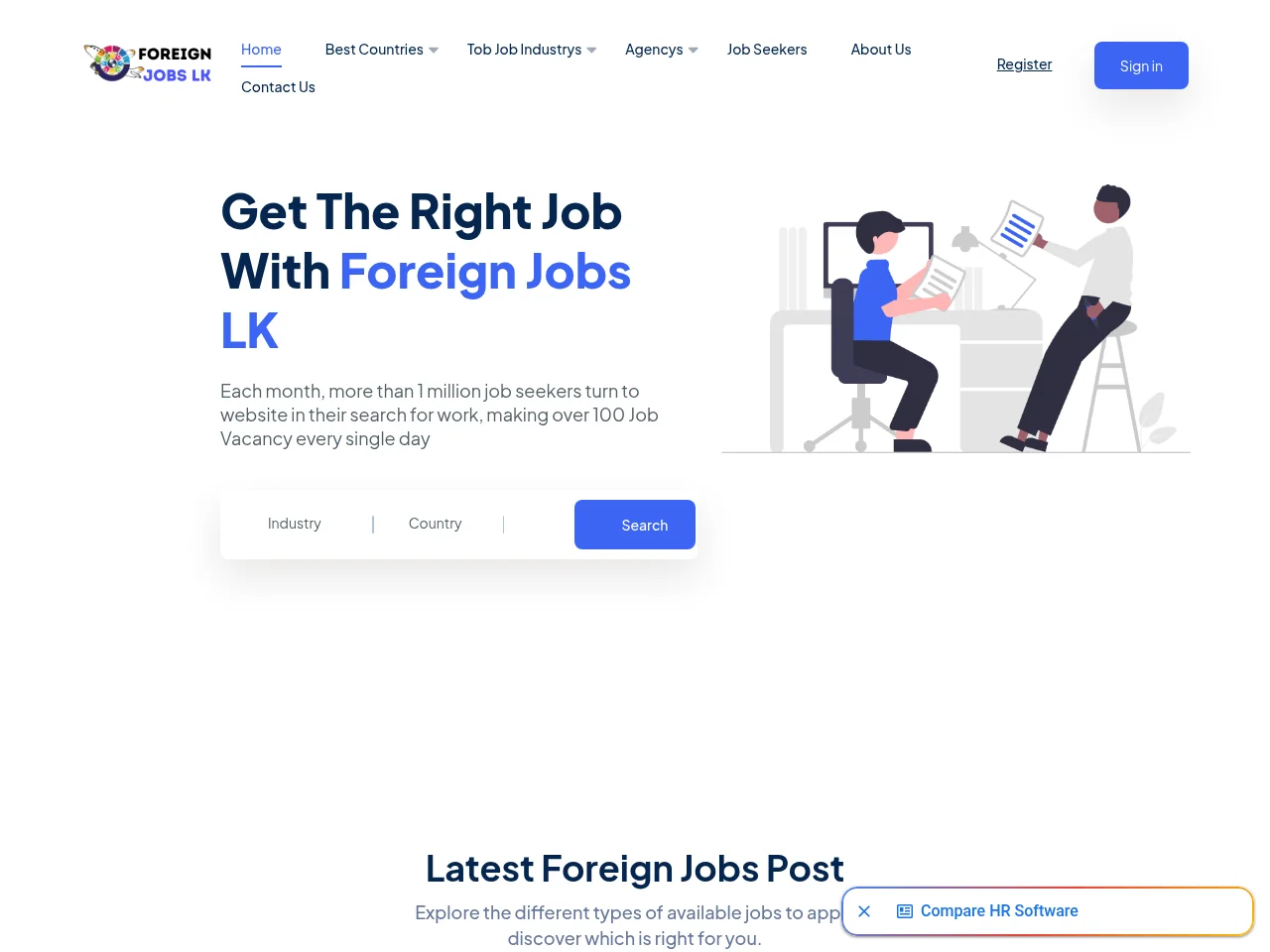 Foreign Jobs LK screenshot Foreign Jobs LK job board platform screenshot showing job search interface