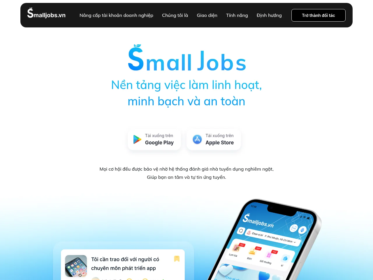 Small Jobs screenshot Small Jobs job board platform screenshot showing job search interface