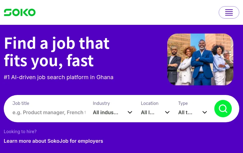 SokoJob screenshot SokoJob job board platform screenshot showing job search interface