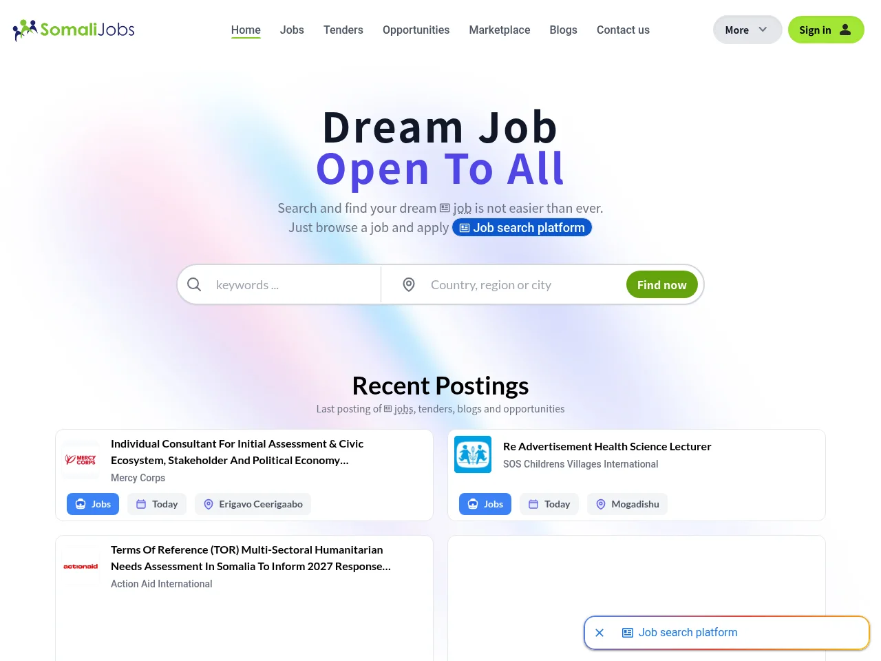 SomaliJobs.com screenshot SomaliJobs.com website screenshot