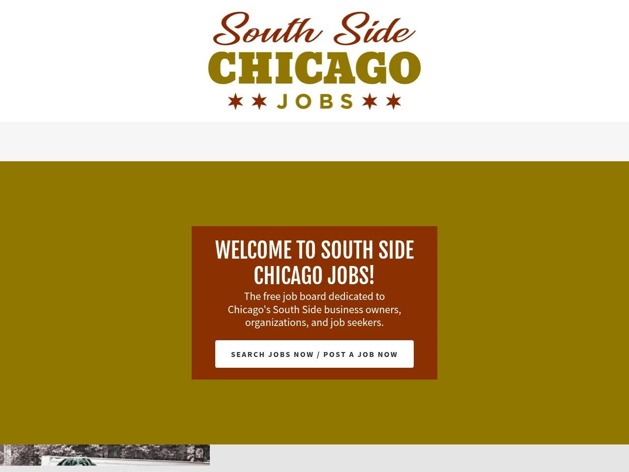 South Side Chicago Jobs job board platform screenshot showing job search interface