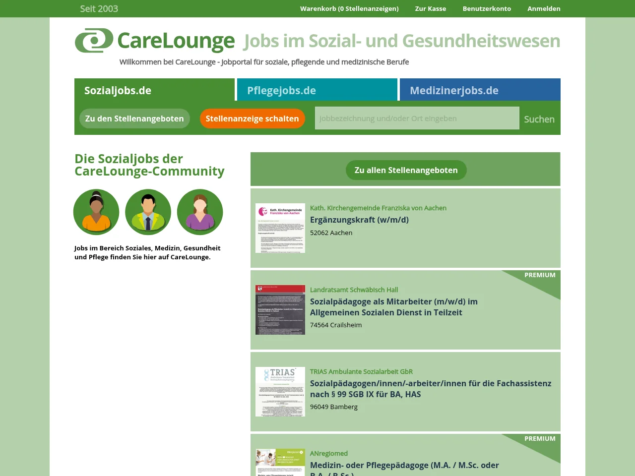 Sozialjobs.de screenshot Sozialjobs.de job board platform screenshot showing job search interface