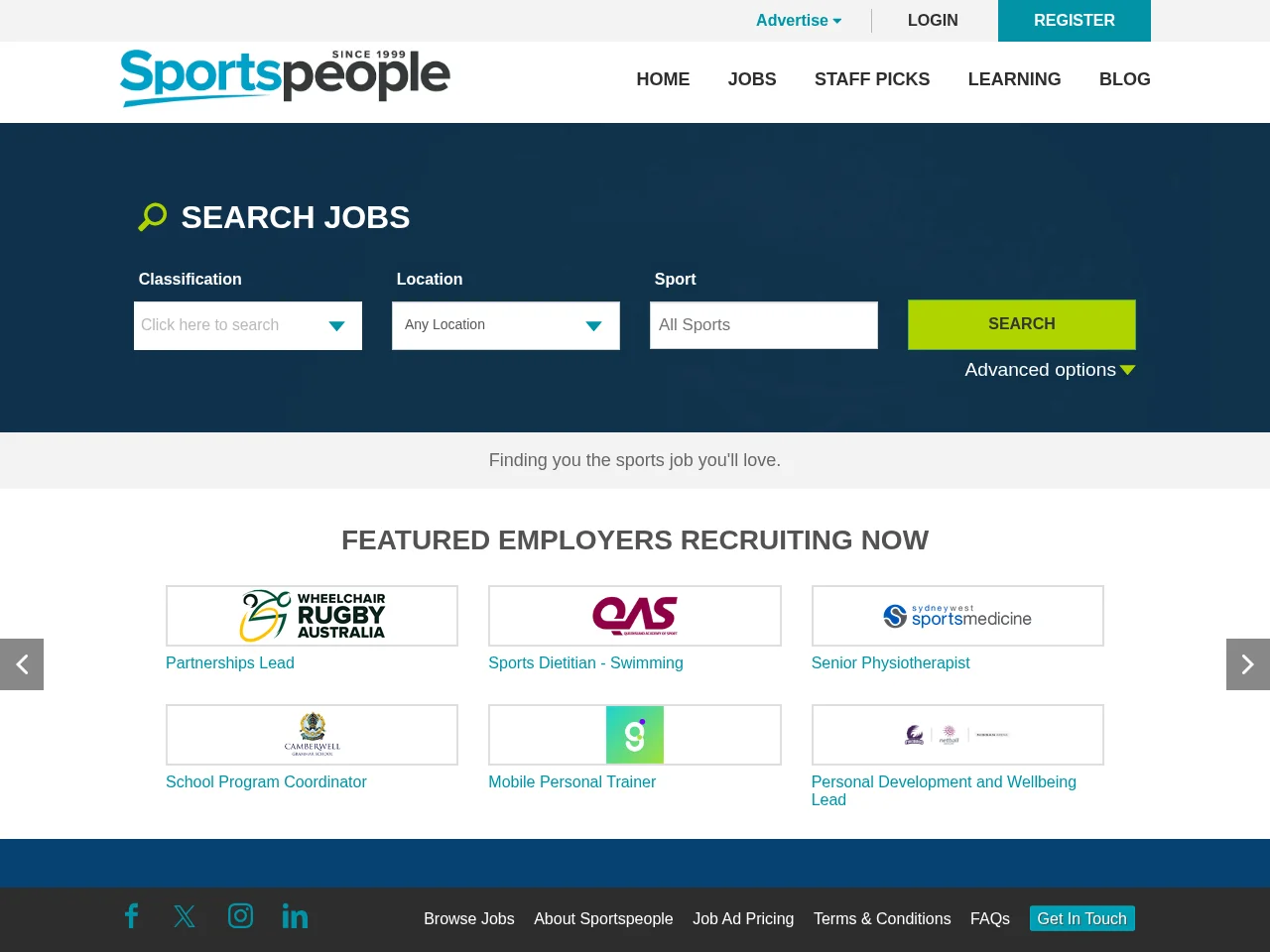 Sportspeople screenshot Sportspeople job board platform screenshot showing job search interface