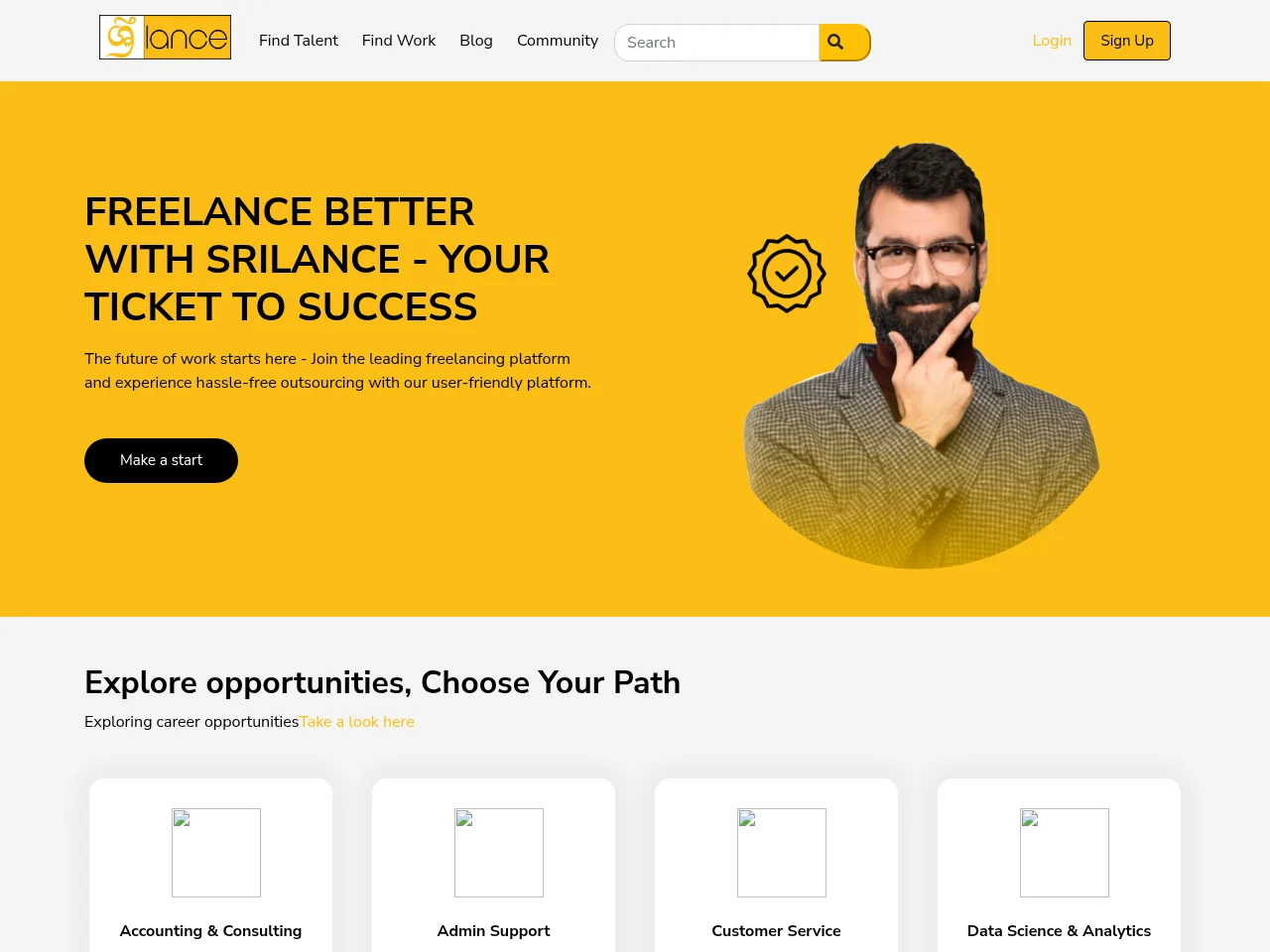 SriLance job board platform screenshot showing job search interface