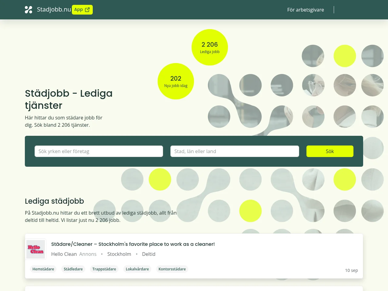 Stadjobb.nu screenshot Stadjobb.nu job board platform screenshot showing job search interface