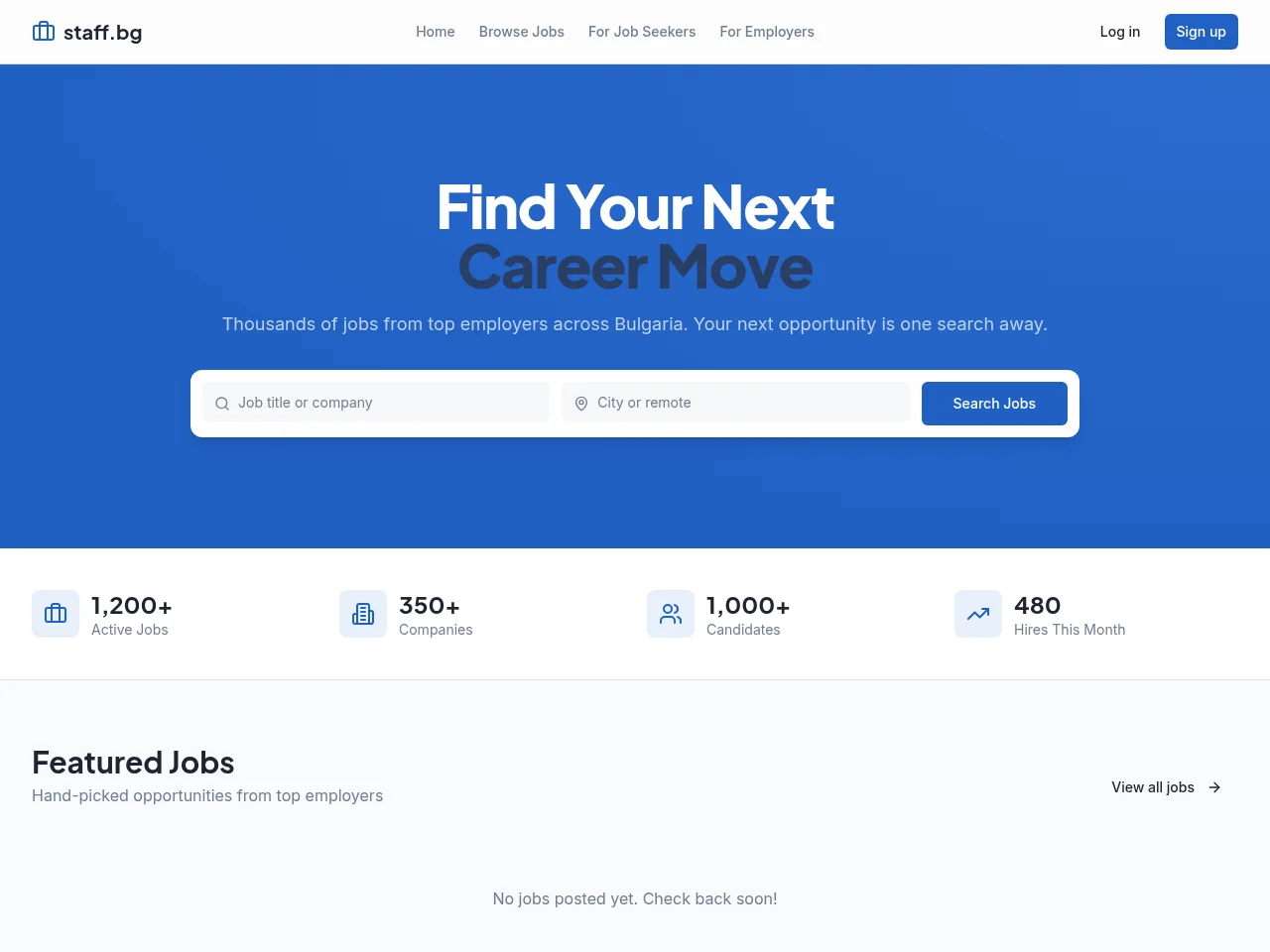 Staff.bg screenshot Staff.bg job board platform screenshot showing job search interface