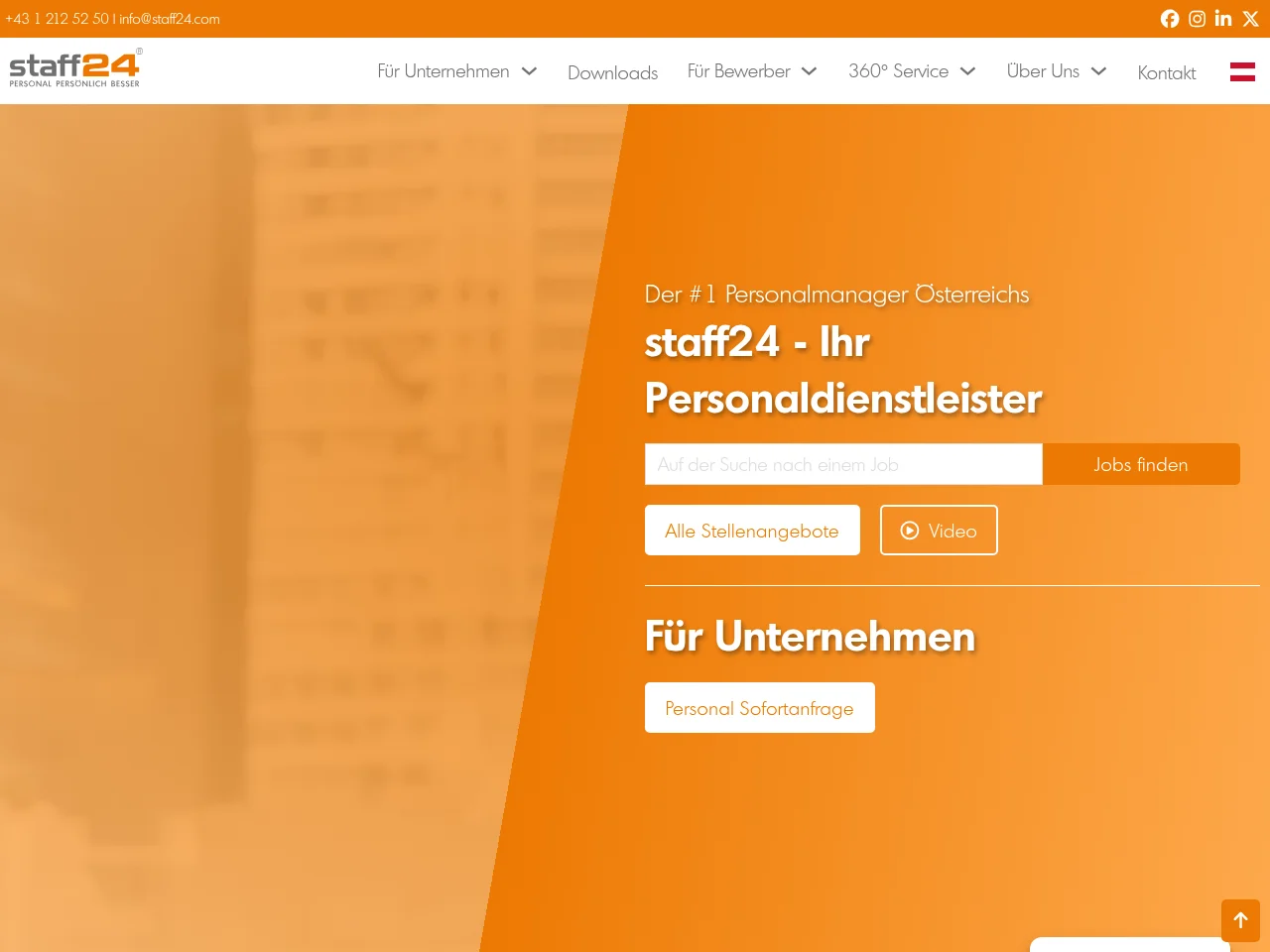 Staff24 screenshot Staff24 job board platform screenshot showing job search interface