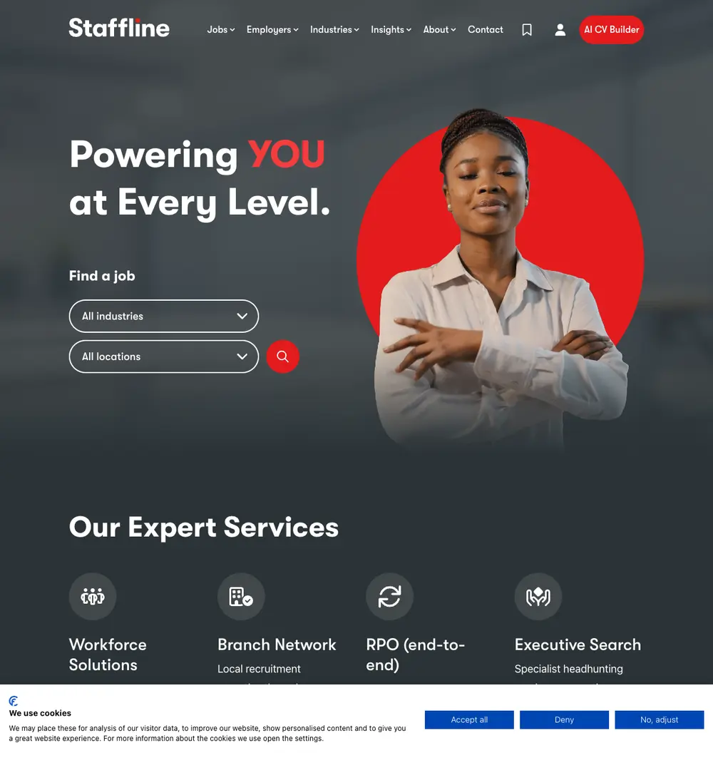 Staffline Recruitment Ireland job board platform screenshot showing job search interface