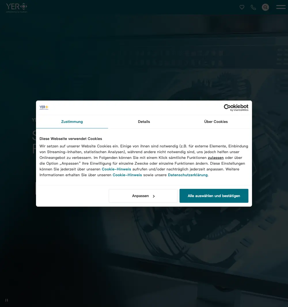 YER Deutschland job board platform screenshot showing job search interface