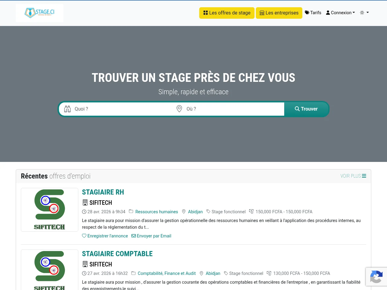 Stage.ci screenshot Stage.ci job board platform screenshot showing job search interface