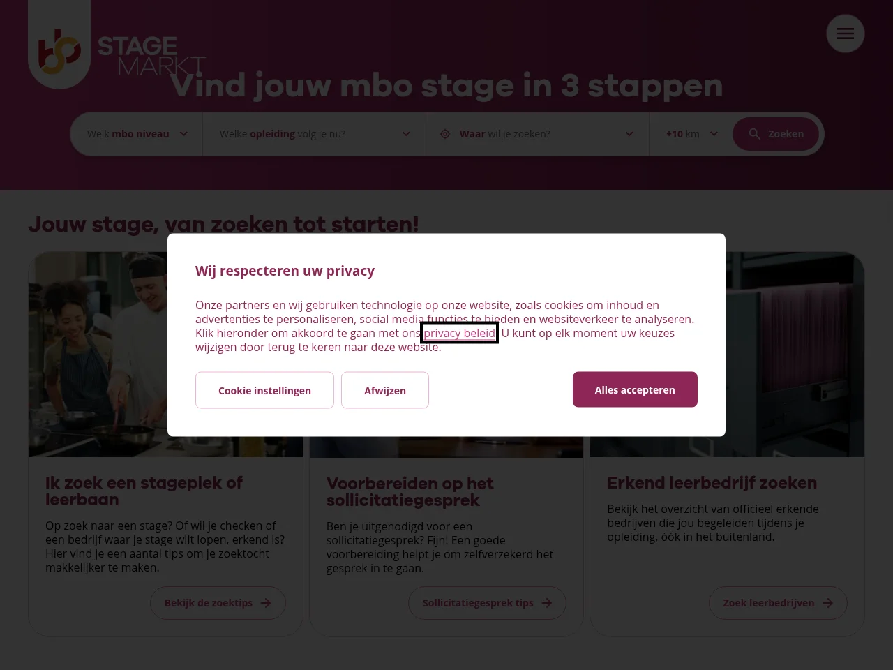 Stagemarkt screenshot Stagemarkt job board platform screenshot showing job search interface