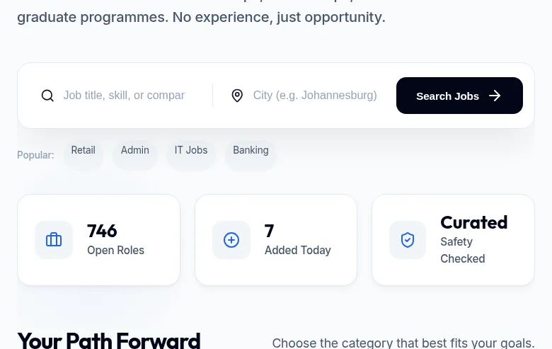 StarterJobs job board platform screenshot showing job search interface