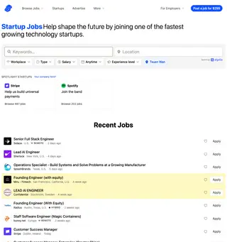 Startup Jobs platform preview