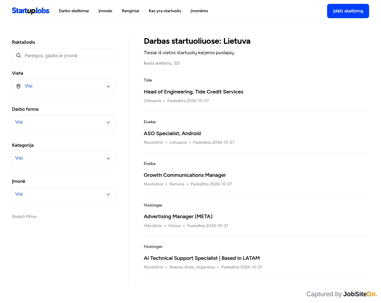 StartupJobs.lt screenshot StartupJobs.lt website screenshot