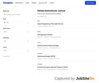StartupJobs.lt screenshot preview
