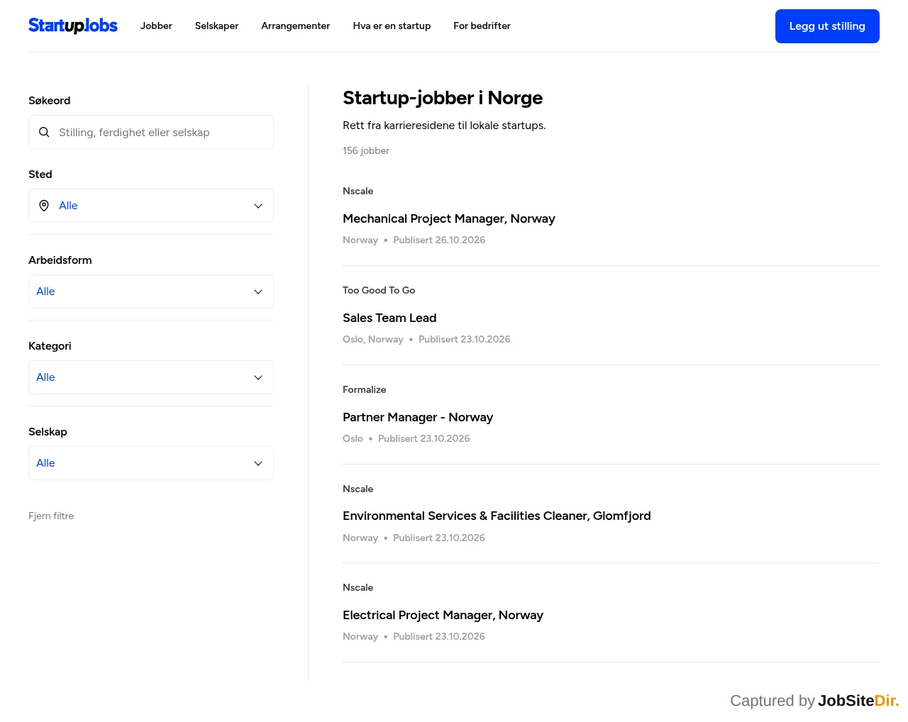 Startupjobs.no website screenshot