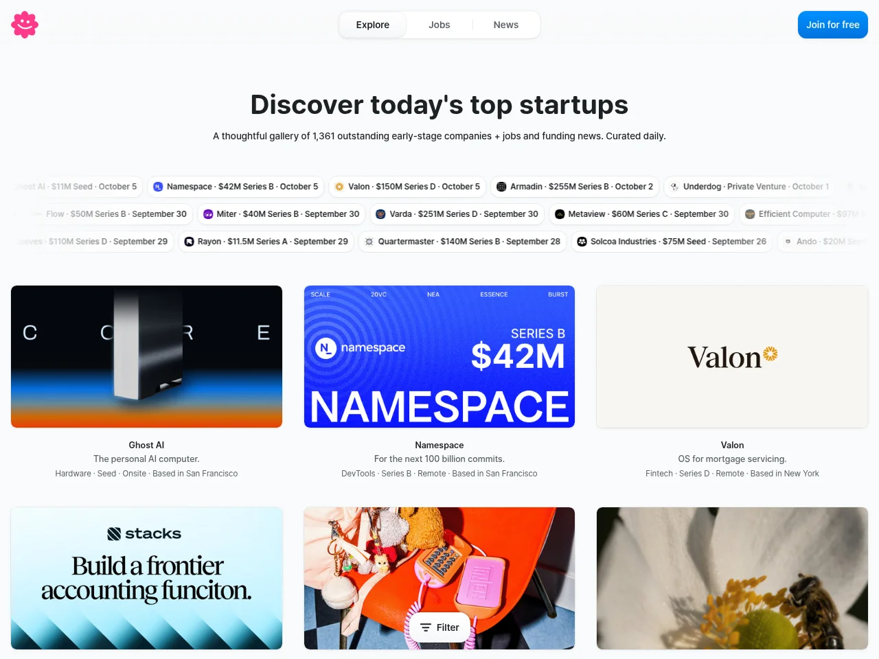 startups.gallery website screenshot
