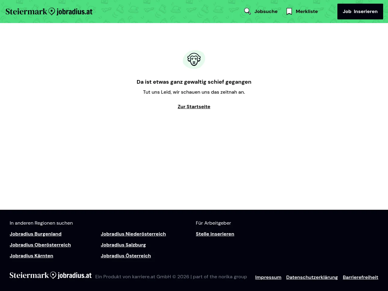 Jobradius job board platform screenshot showing job search interface