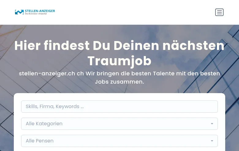 stellen-anzeiger.ch job board platform screenshot showing job search interface