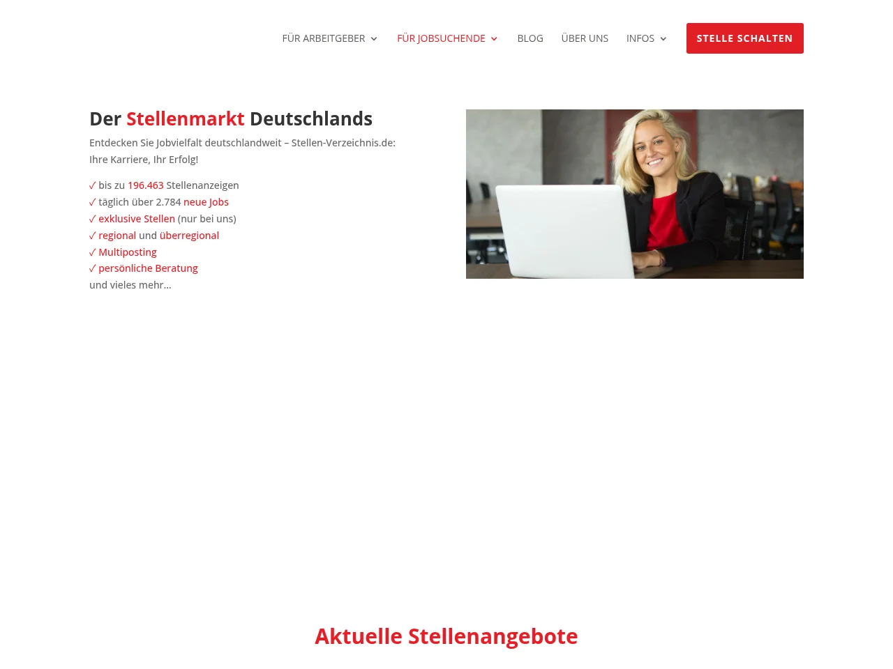 Stellen-Verzeichnis.de job board platform screenshot showing job search interface