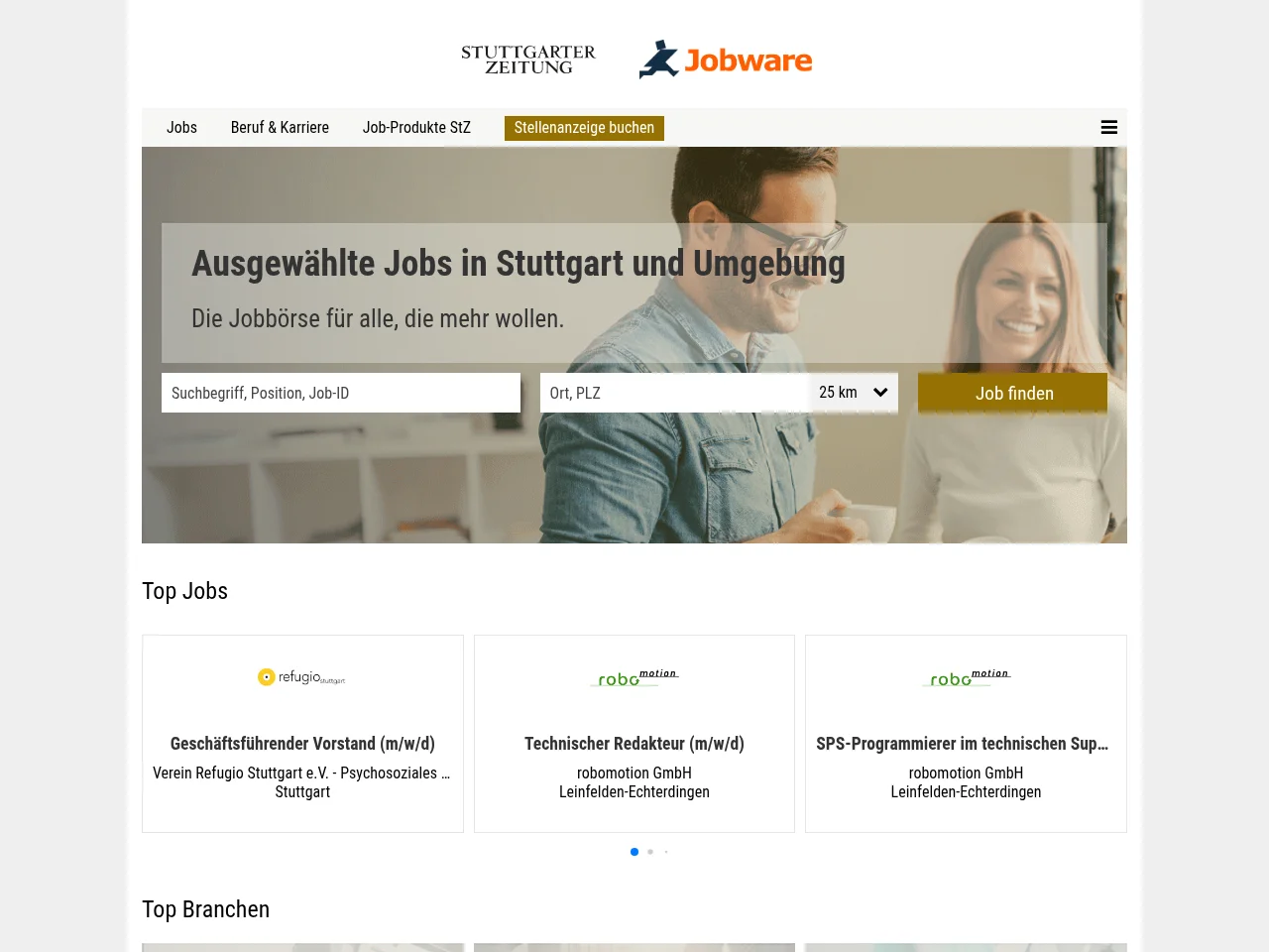 Stellenmarkt Stuttgarter Zeitung screenshot Stellenmarkt Stuttgarter Zeitung job board platform screenshot showing job search interface