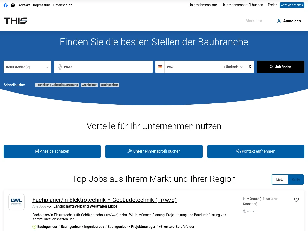 THIS Stellenmarkt screenshot THIS Stellenmarkt job board platform screenshot showing job search interface