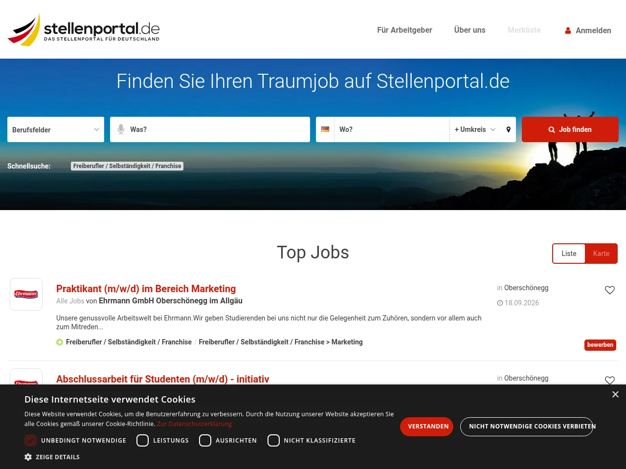 Stellenportal.de screenshot Stellenportal.de job board platform screenshot showing job search interface