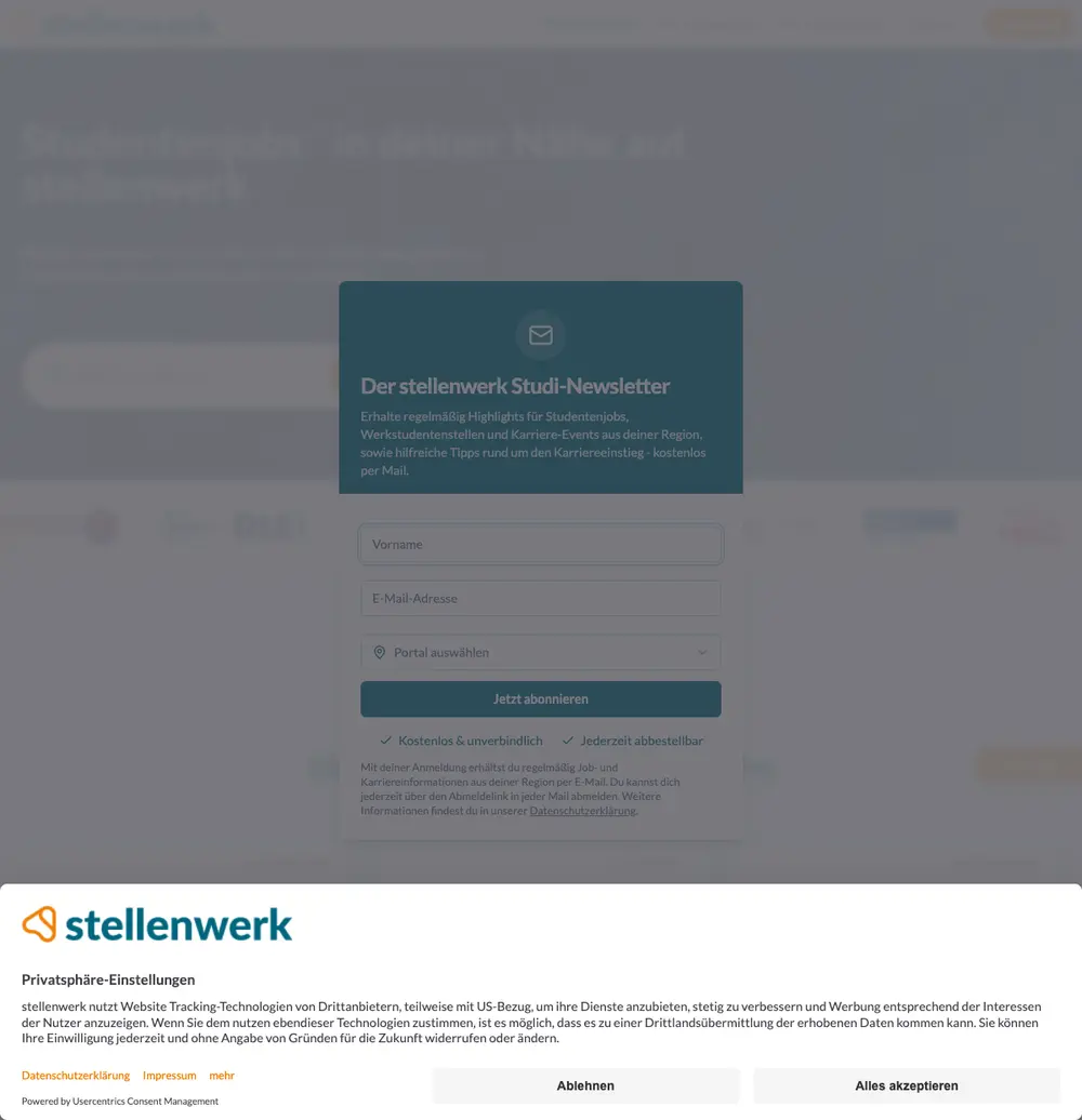 stellenwerk job board platform screenshot showing job search interface