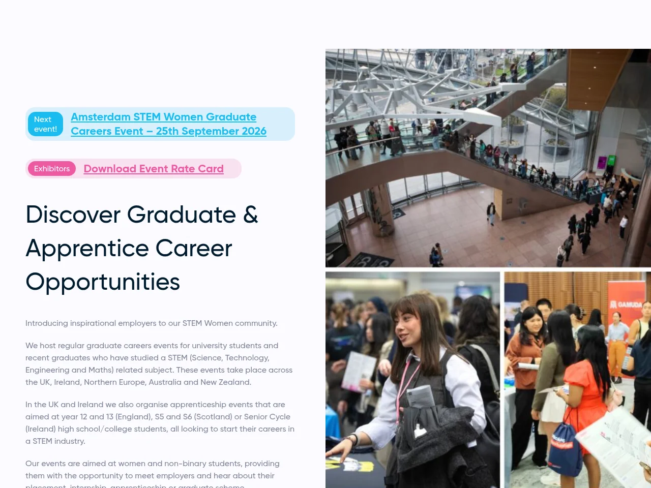 STEM Women screenshot STEM Women job board platform screenshot showing job search interface