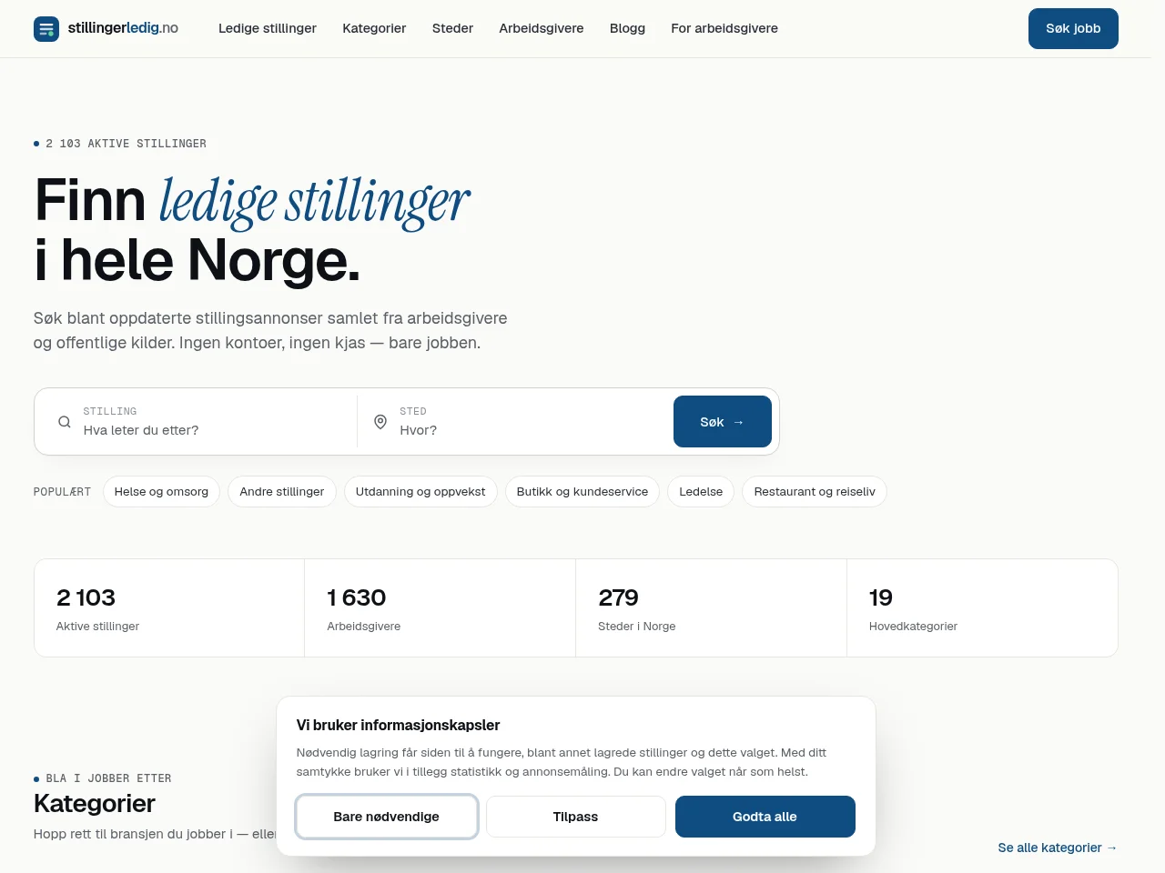 StillingerLedig.no website screenshot
