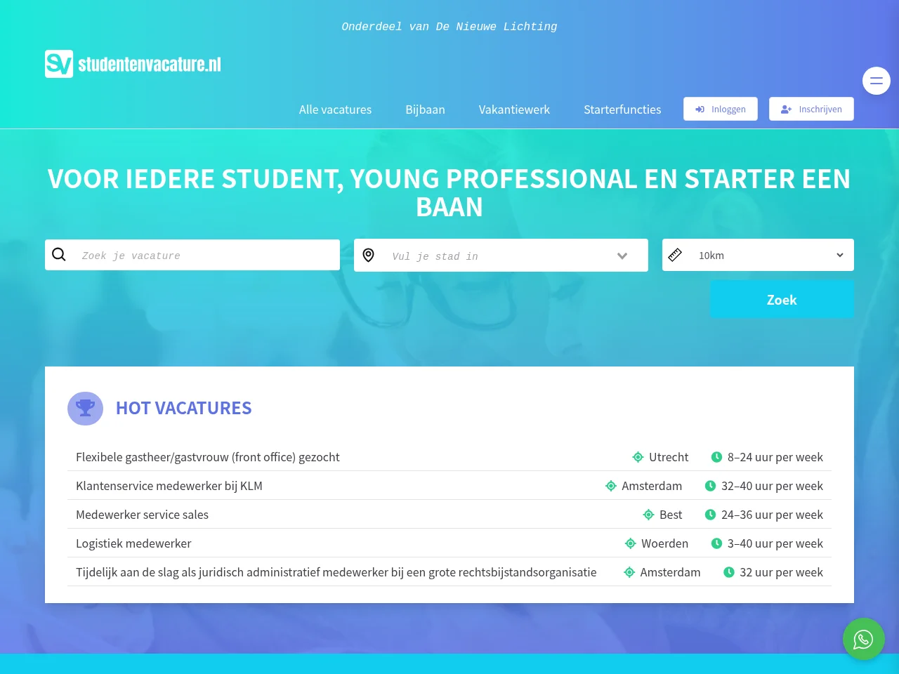 Studentenvacature.nl website screenshot