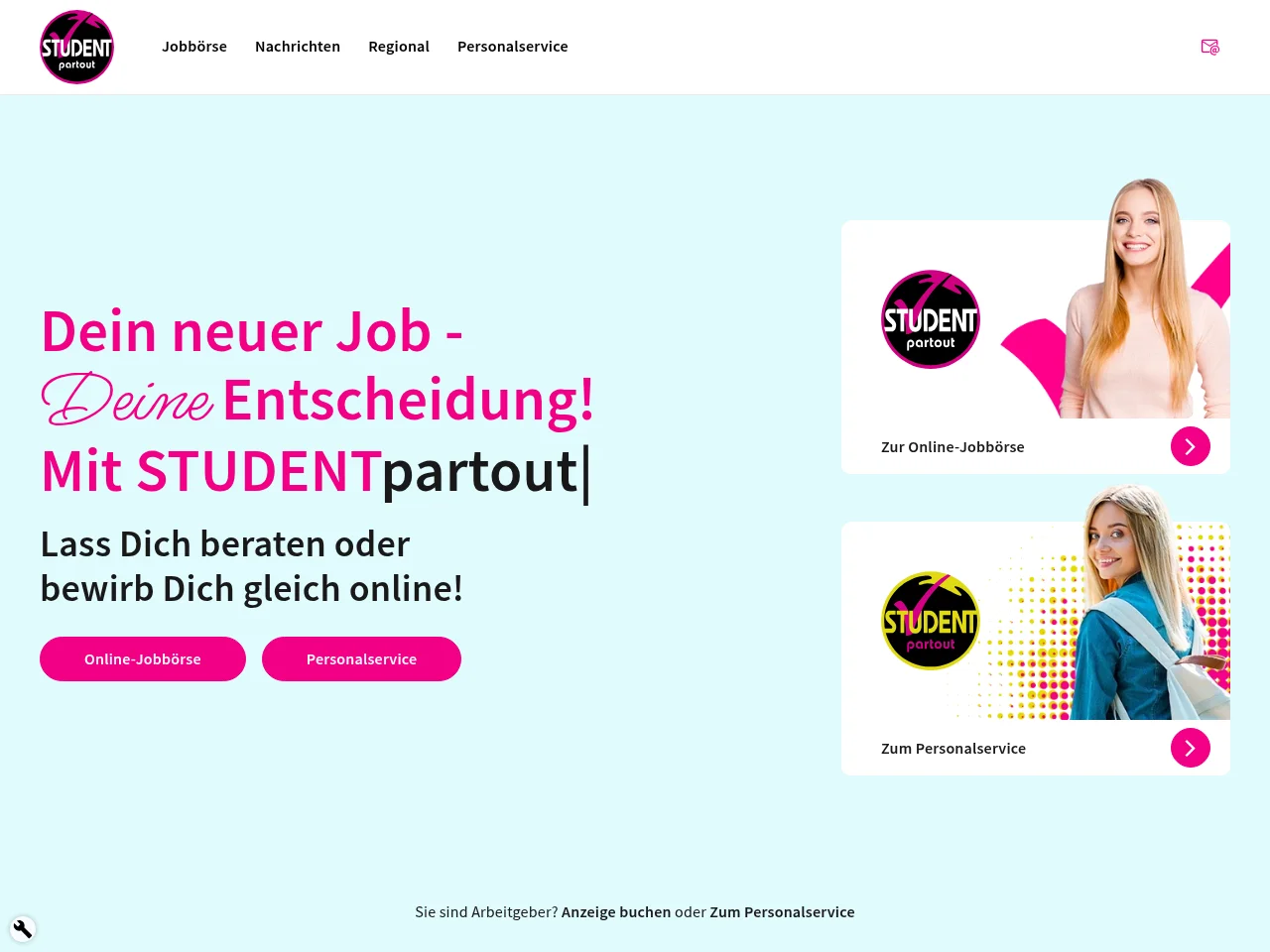 STUDENTpartout screenshot STUDENTpartout job board platform screenshot showing job search interface
