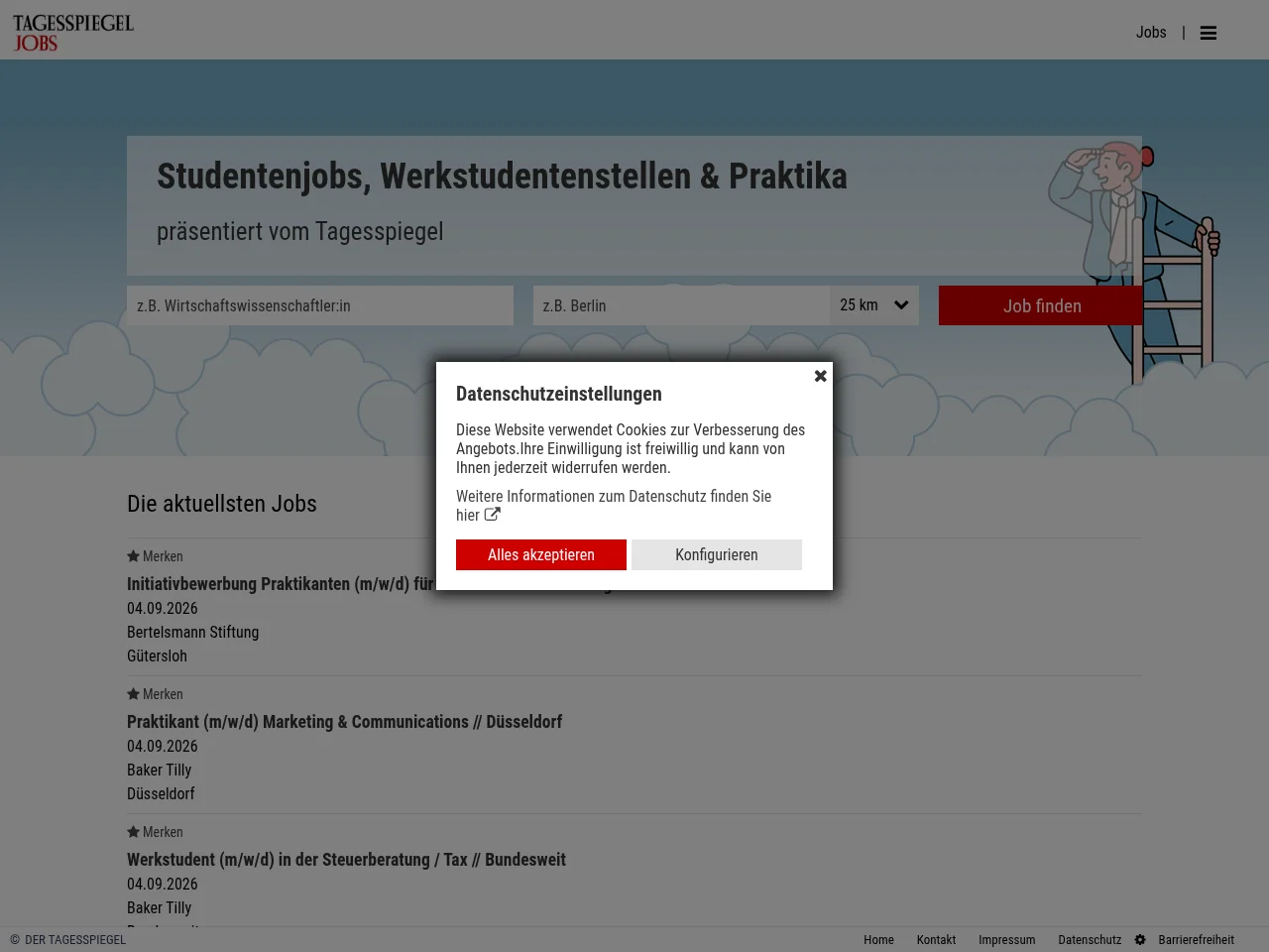 Tagesspiegel Jobbörse – Studijobs screenshot Tagesspiegel Jobbörse – Studijobs job board platform screenshot showing job search interface