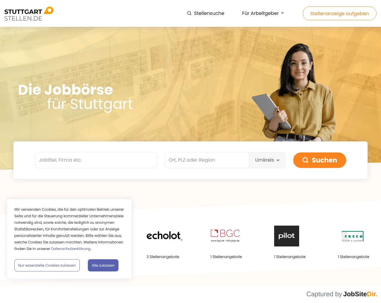 Stuttgart-Stellen.de website screenshot