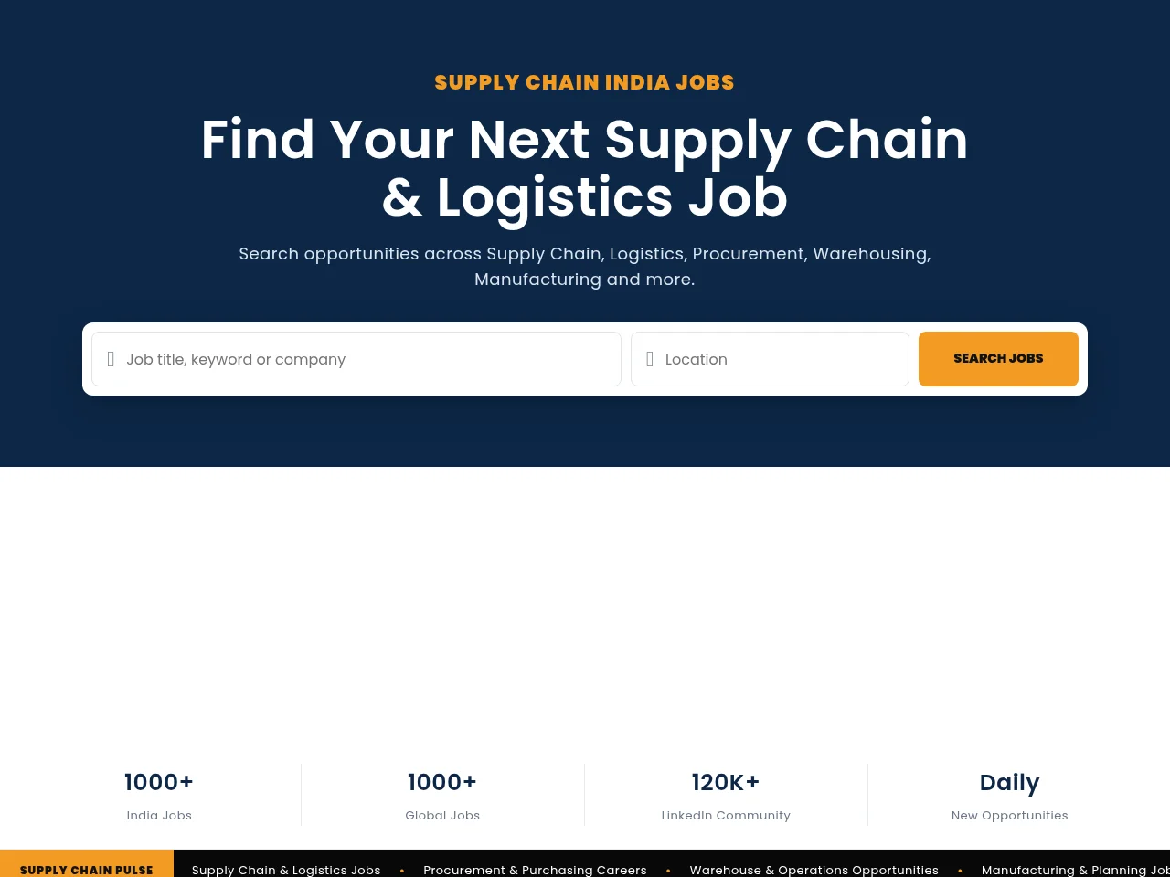 Supply Chain India Jobs screenshot Supply Chain India Jobs job board platform screenshot showing job search interface