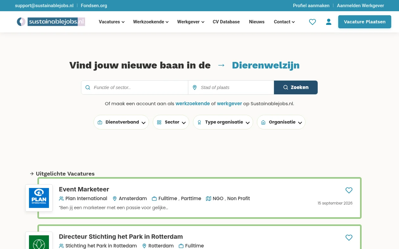 Sustainablejobs.nl screenshot Sustainablejobs.nl job board platform screenshot showing job search interface
