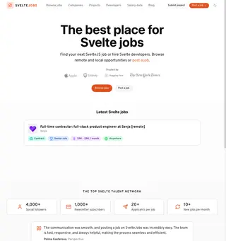 SvelteJobsX platform preview