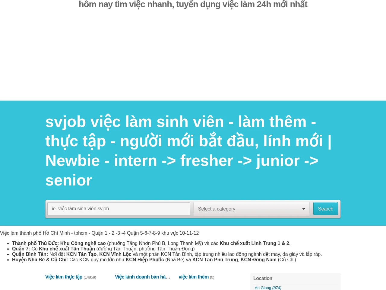 svjob.net job board platform screenshot showing job search interface